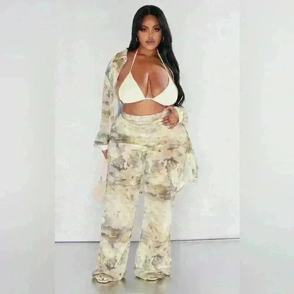 Plus Stone Camo Print  Beach Flares - Picture 1 of 4